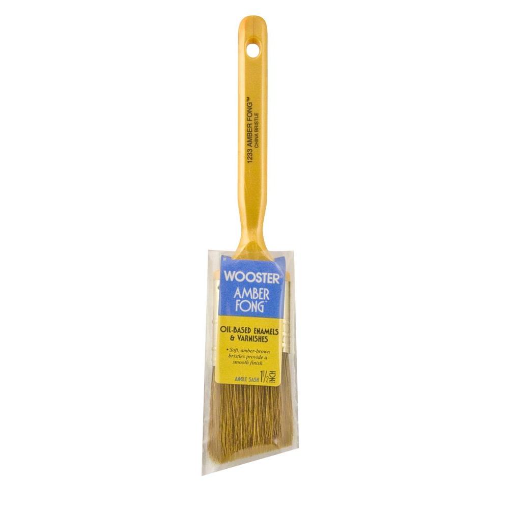 Wooster 11/2 in. Amber Fong Angle Sash Bristle Brush0012330014 The