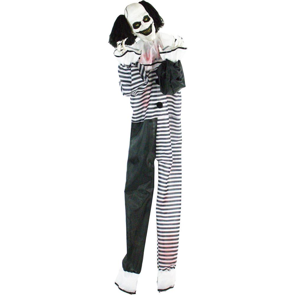 Haunted Hill Farm 75in 1.37lbs Clown Animatronic with Lights and Sound, Halloween Decor HHCLOWN-11FLSA