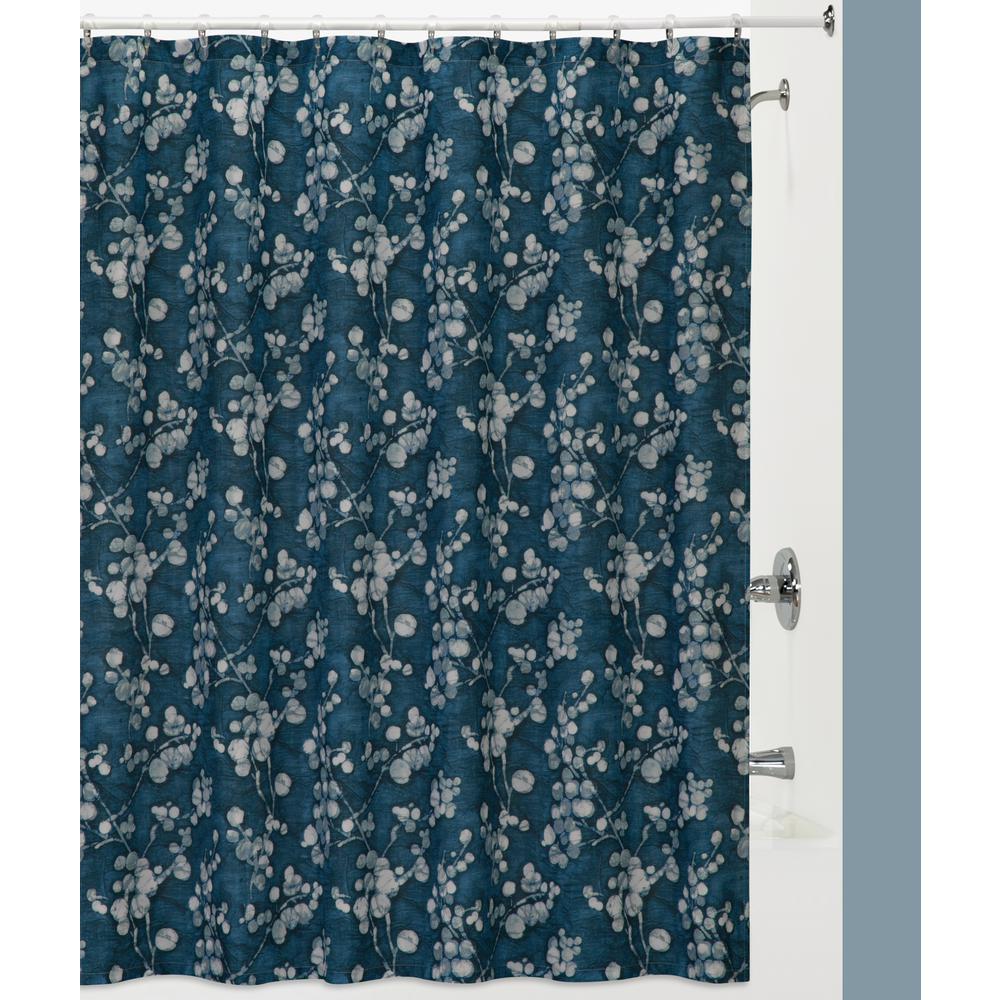 Creative Bath INDIGO BLOSSOMS BLUE 72" SHOWER CURTAINS1271BLU The