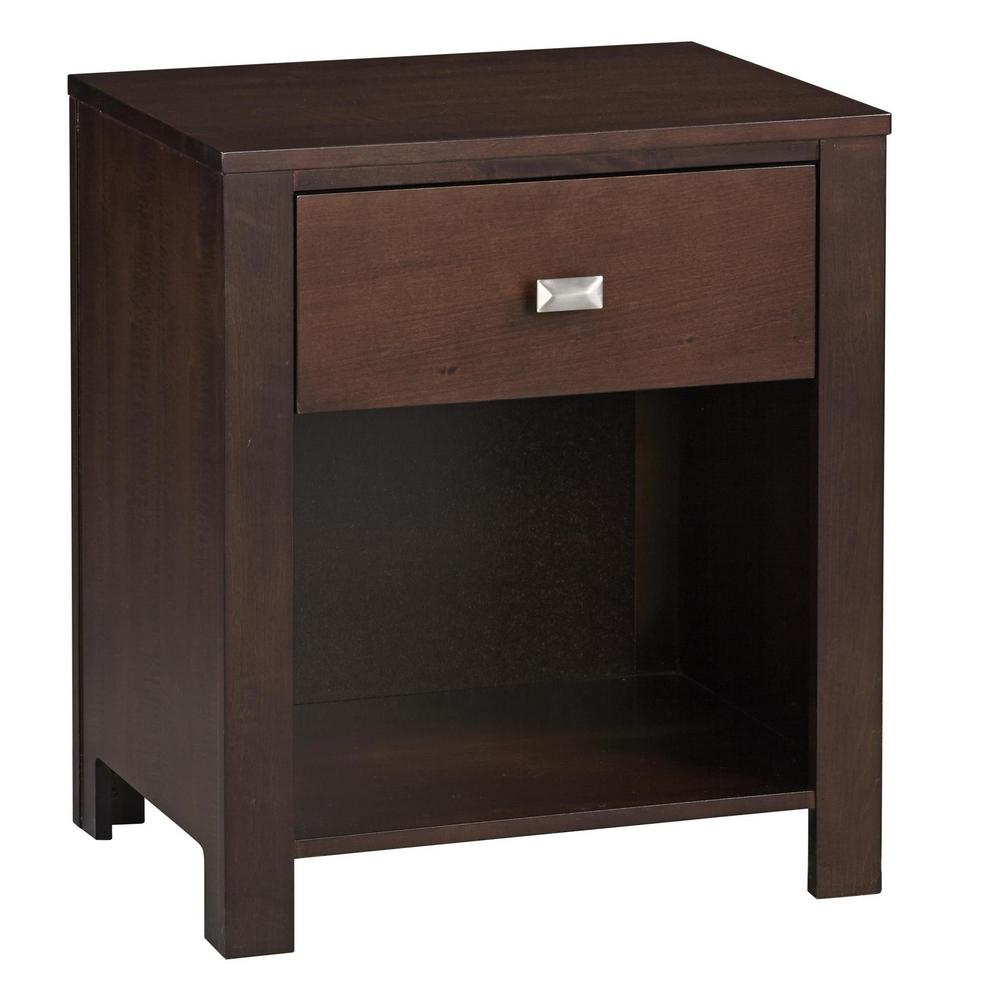 Unbranded Riva 1 Drawer Chocolate Brown Nightstand 26 In H X 23 In W X 17 In D Rv2681 The Home Depot