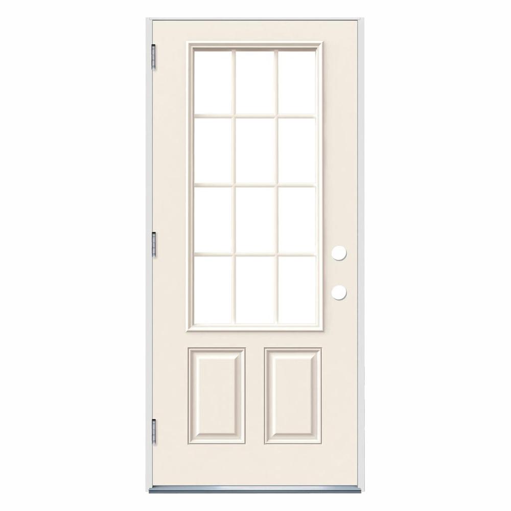 Jeld Wen 32 In X 80 In 12 Lite Primed Steel Prehung Right Hand