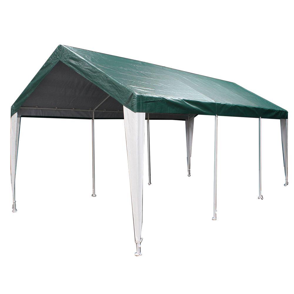 King Canopy 10 Ft W X 20 Ft D Green Fitted Cover In White Ptcl1020gw The Home Depot