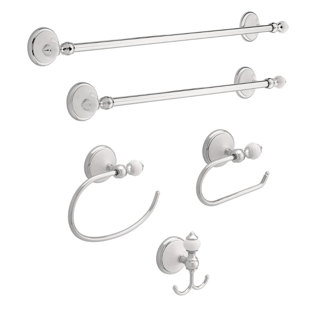 Delta Alexandria 24 In Towel Bar In Chrome And White 126639 The Home Depot