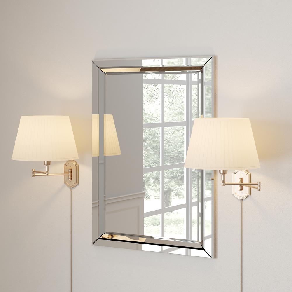 Hampton Bay 1 Light Brushed Nickel Swing Arm Wall Lamp With White