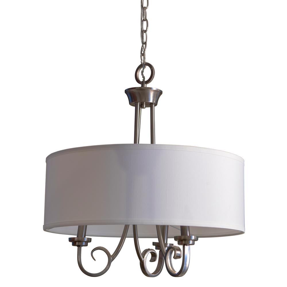 Decor Therapy Maisie 3 Light Satin Nickel Chandelier With Drum