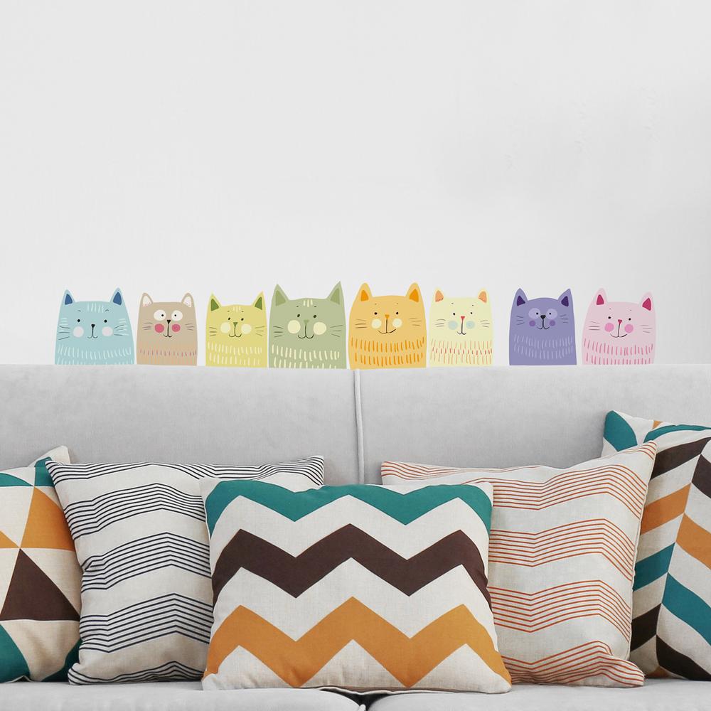 Home Decor Line Multicolor Cats Wall Decals Set Of 8 Tcr 54115