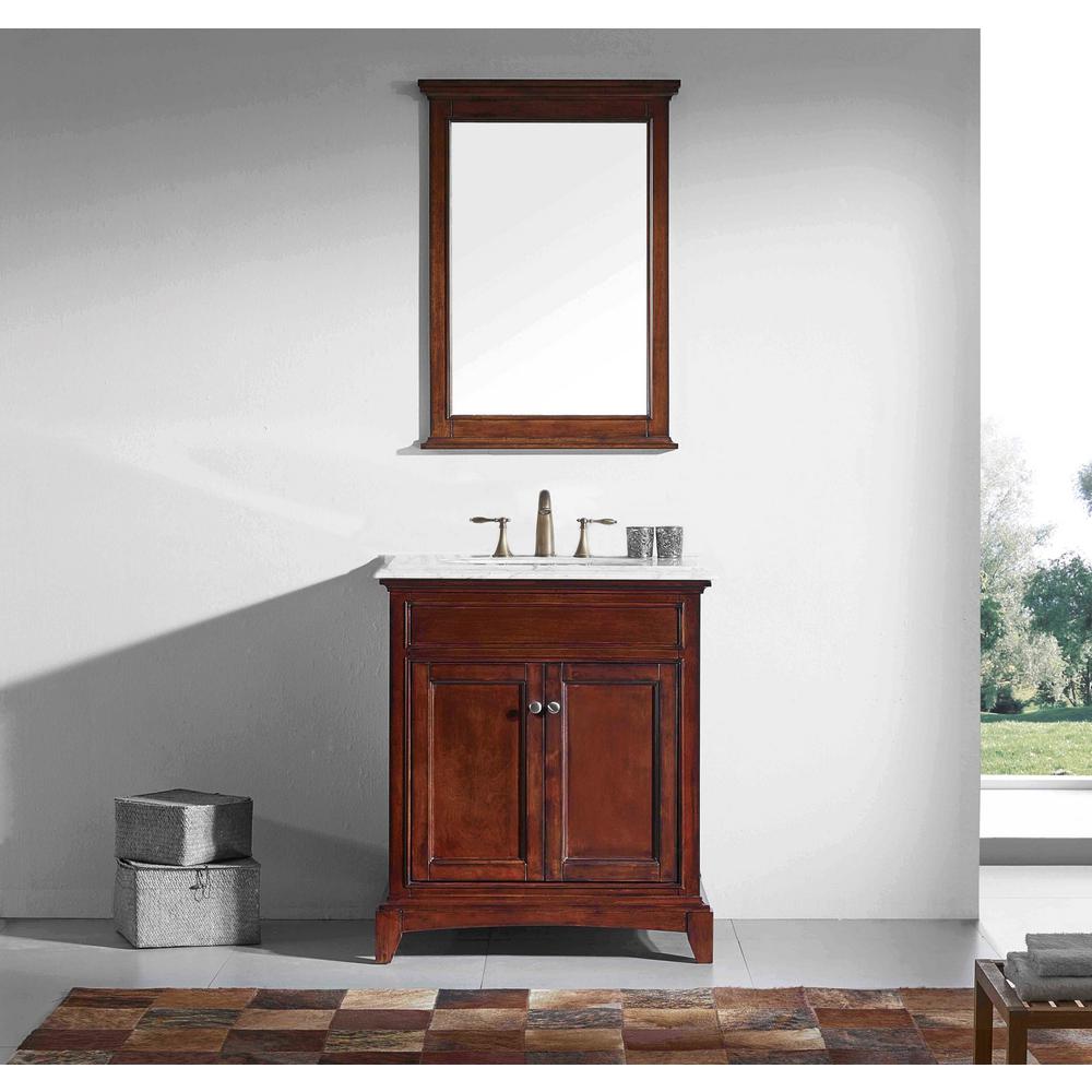 Eviva Elite Stamford 30 In W X 23 5 D 36 H Vanity Elite Stamford 30 In W X 23 5 D 36 H Vanity Brown With Carrera Marble Top White Basin