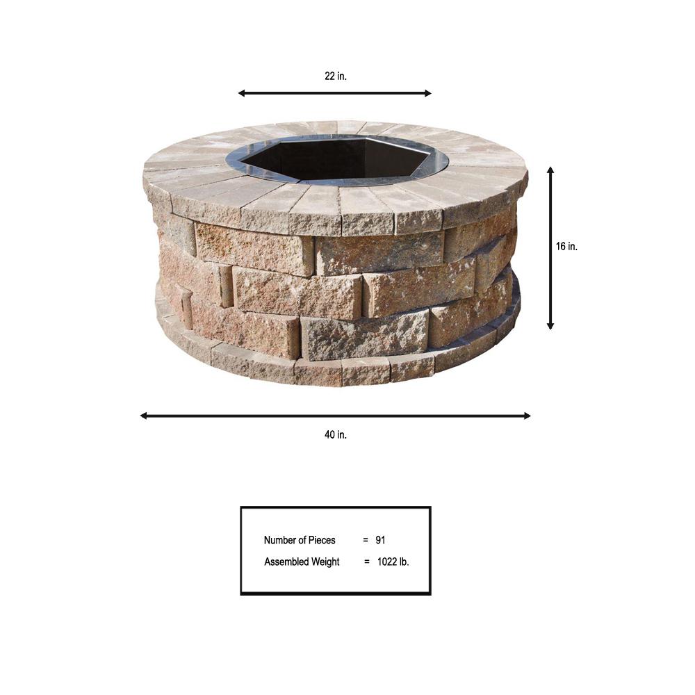 Pavestone 40 In W X 16 In H Rockwall Round Fire Pit Kit