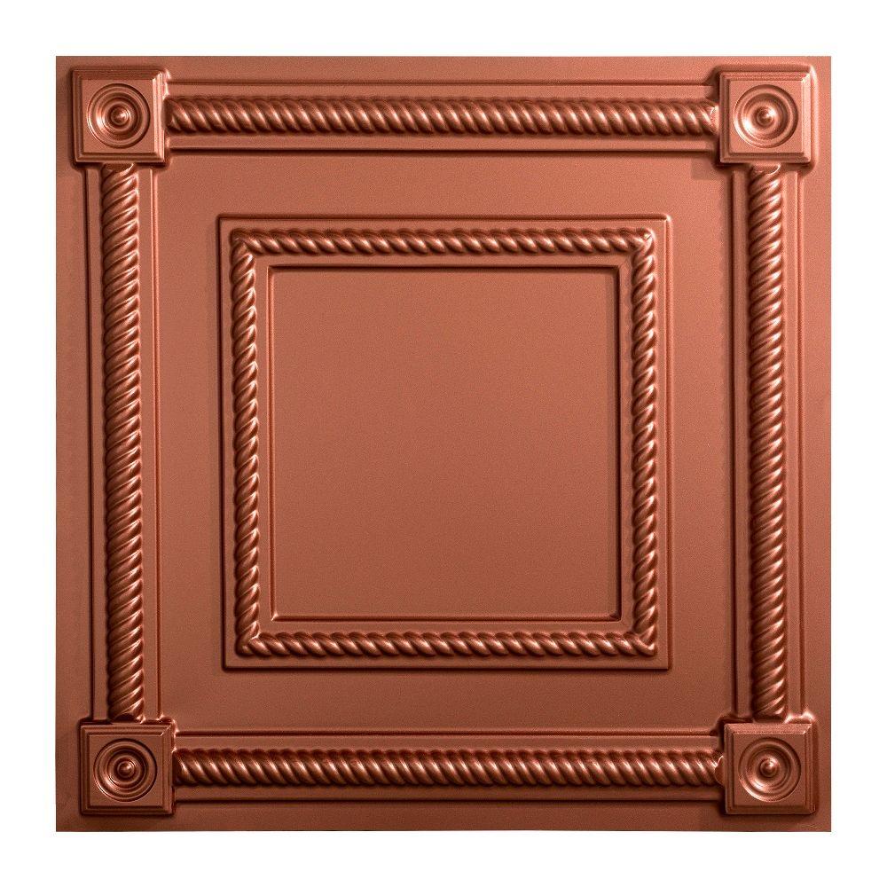 Fasade Coffer 2 ft. x 2 ft. Layin Ceiling Tile in Argent CopperL61