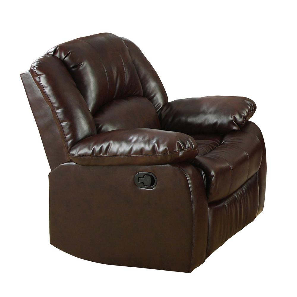 Furniture Of America Barton Dark Brown Bonded Leather Match Recliner Furniture Of America Barton Dark Brown Bonded Leather Match Recliner Chair