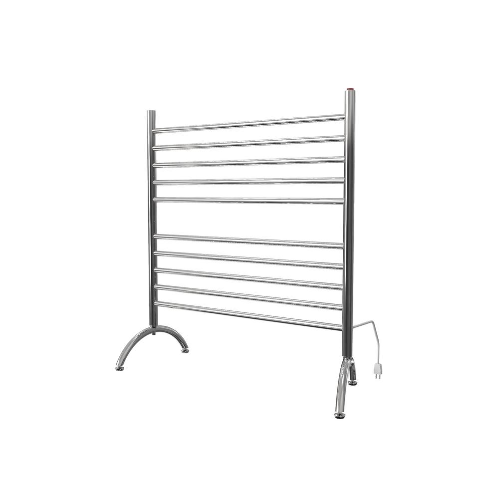 Amba Solo 33 In Freestanding W X 38 H 10 Bar Electric Towel Warmer Polished Stainless Steel Safsp The Home Depot X 38 In H 10 Bar Electric Towel Warmer