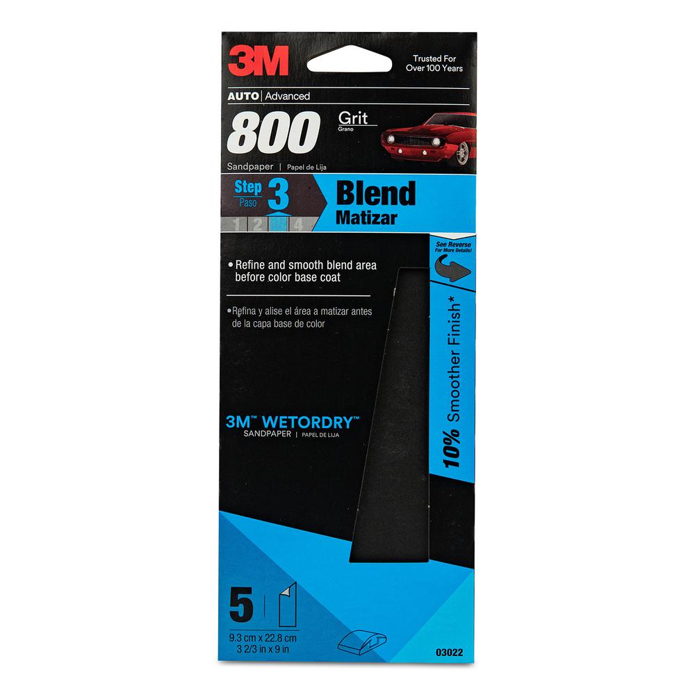3M Wet or dry 32/3 in. x 9 in. 800 Grit Sandpaper (5Pack)03022 The