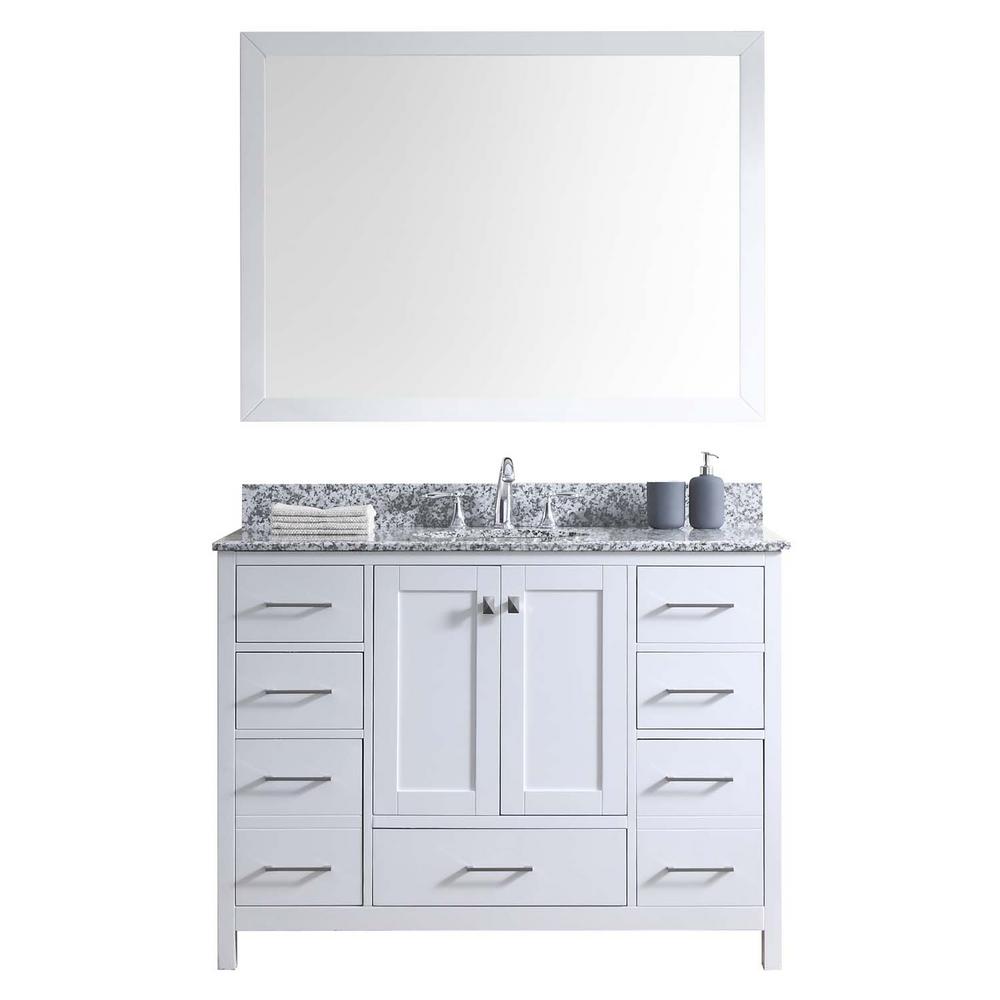 48 Inch Vanities Bathroom Bath The Home Depot Caroline Madison 48 In Vanity White With Granite Top Arctic