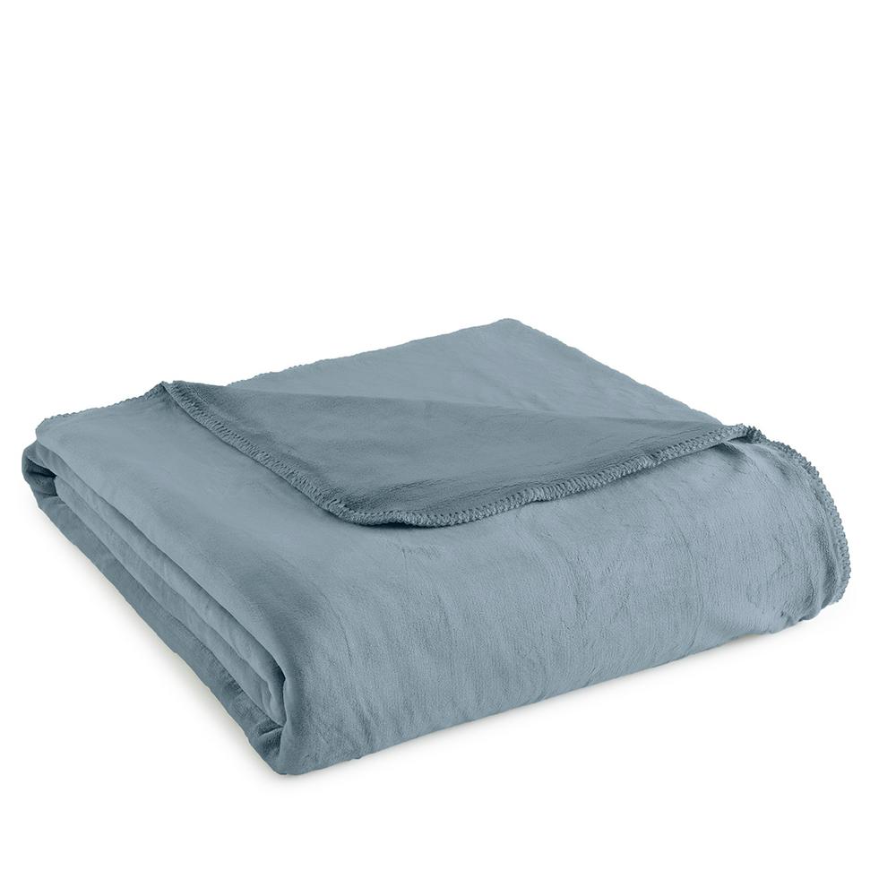 Micro Flannel Twin Plush Steel Blue Polyester Ultra Soft BlanketUVBTWSTB The Home Depot