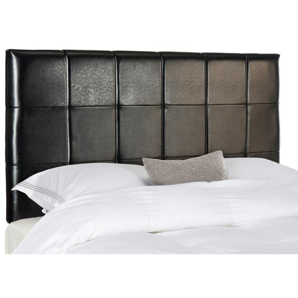 Safavieh Quincy Black Leather King Headboard Mcr4044b K The Home Depot