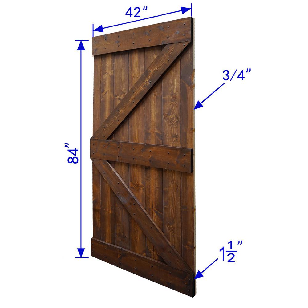 Wellhome 42 In X 84 In K Series Diy Dark Walnut Finished Knotty Pine Wood Sliding Barn Door Slab Dr Wb42 D The Home Depot