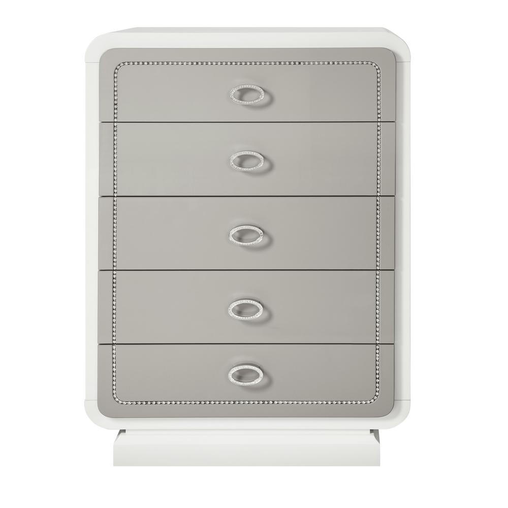 Acme Furniture Allendale 5 Drawers Ivory And Latte High Gloss