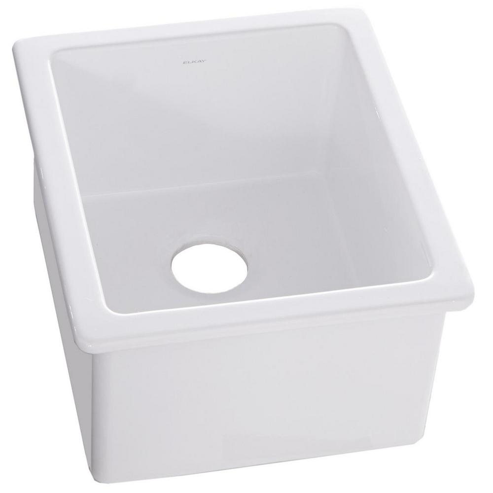 Elkay Fireclay 16-3/8" x 18-7/8" x 10-1/8" Single Bowl Undermount Bar Sink White