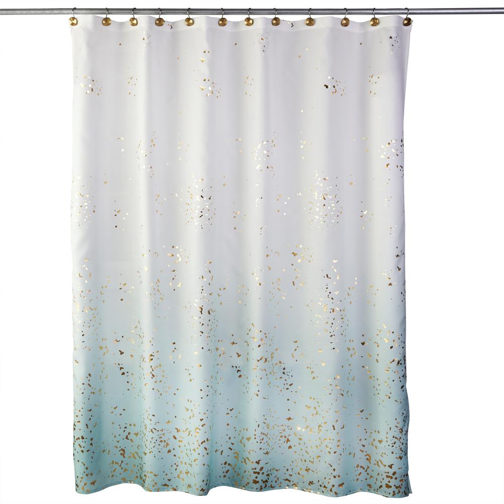 aqua and grey shower curtain