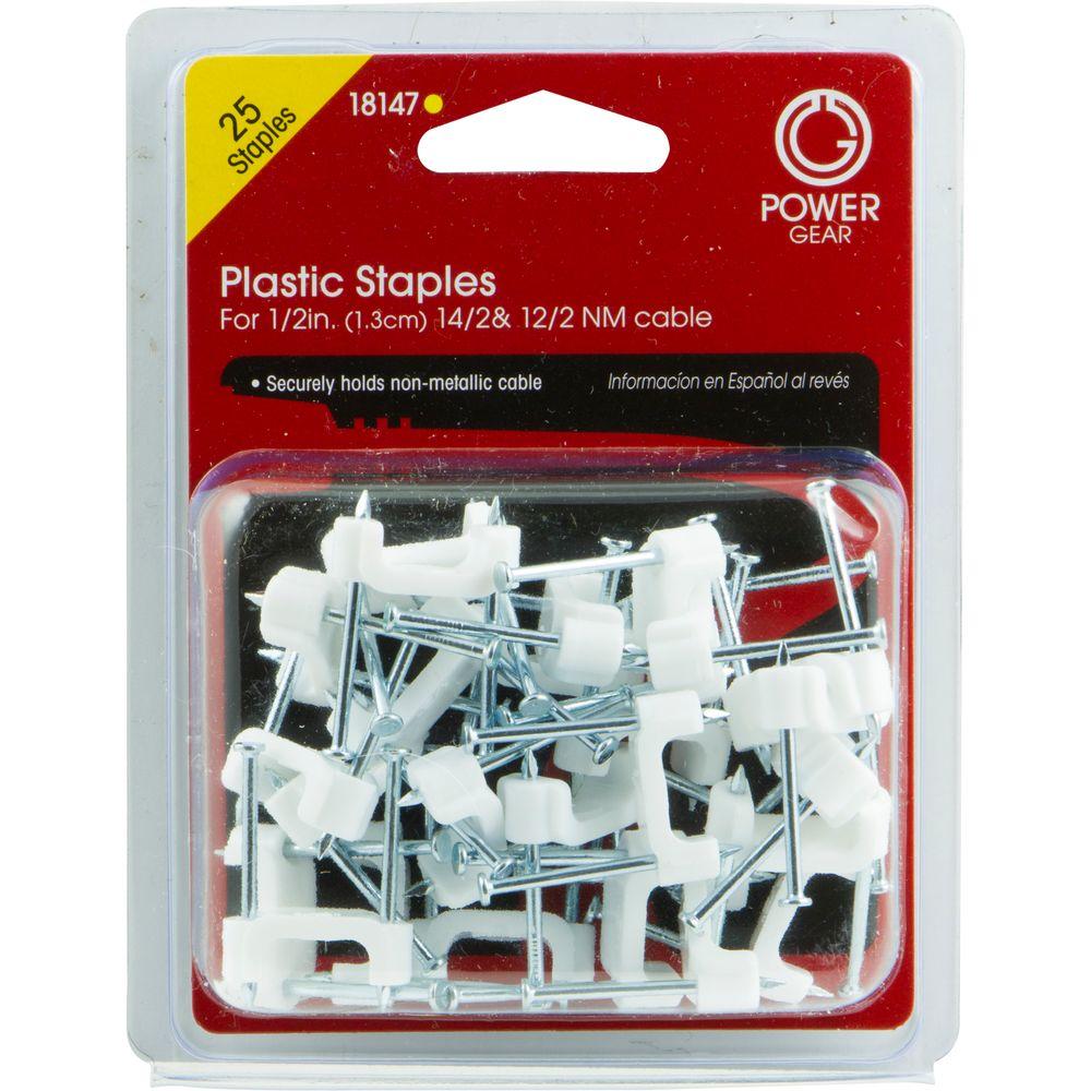 Pack of 100 0.315 Height NailOn Plastic Staple for Romex Cable White 0