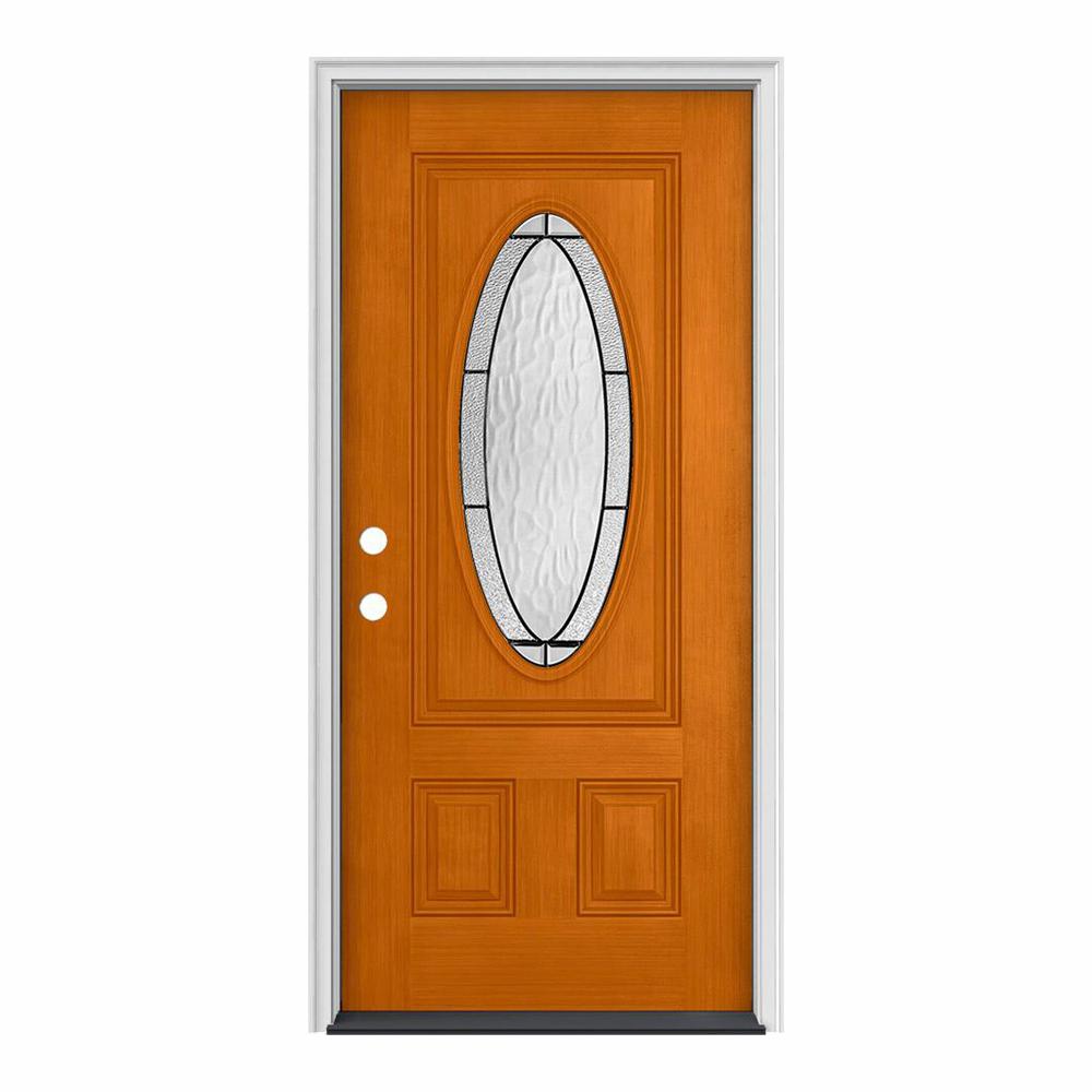 Jeld Wen 36 In X 80 In 3 4 Oval Lite Wendover Saffron Stained