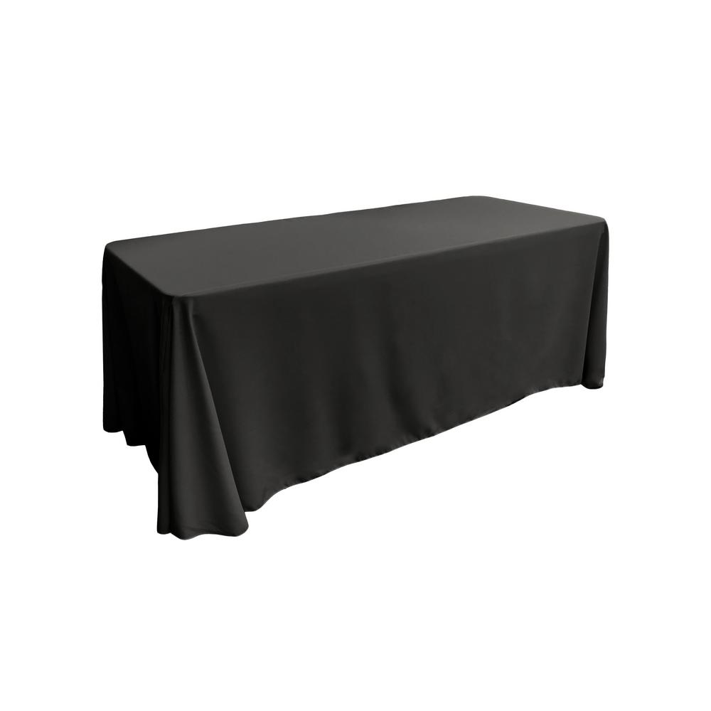 LA Linen 90 in. x 132 in. Black Polyester Poplin Rectangular Tablecloth ...