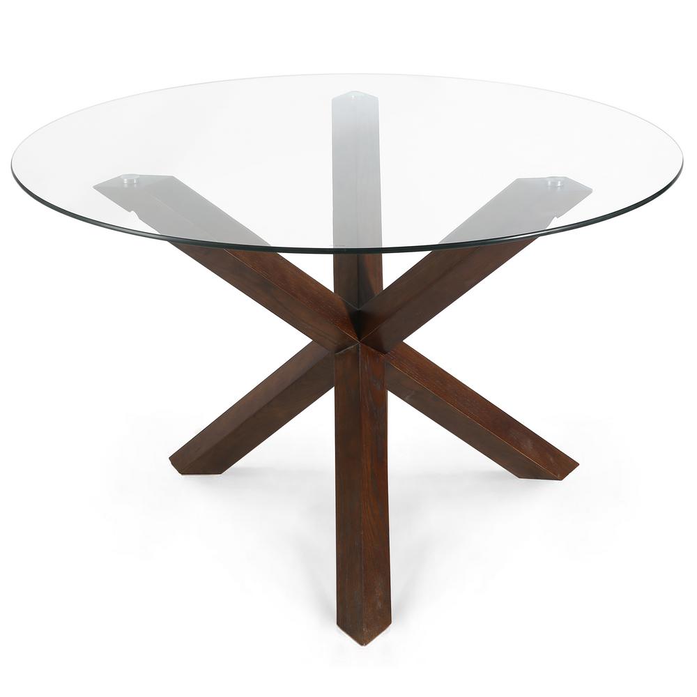 Poly And Bark 48 In Kennedy Walnut Round Dining Table Hd 339 Wal Kennedy Walnut Round Dining Table Hd 339 Wal The Home Depot