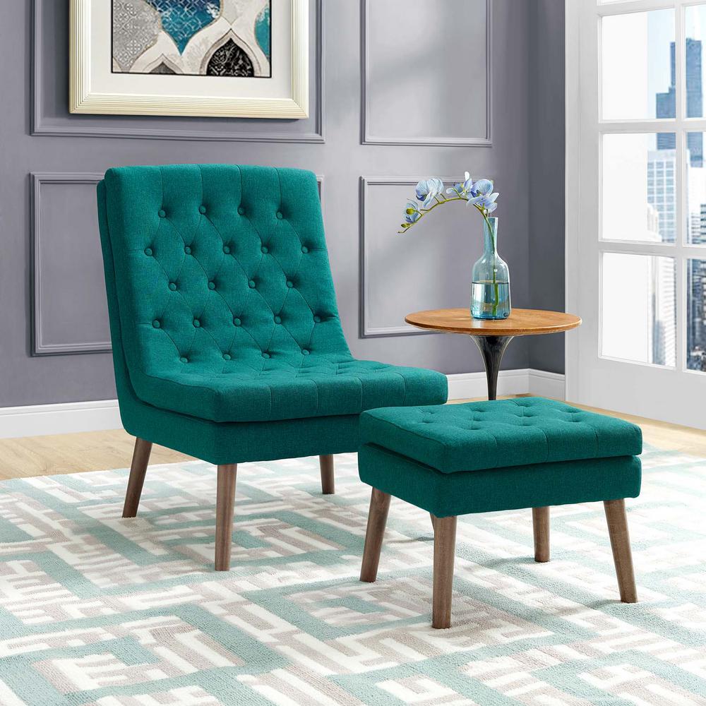 teal chair with ottoman