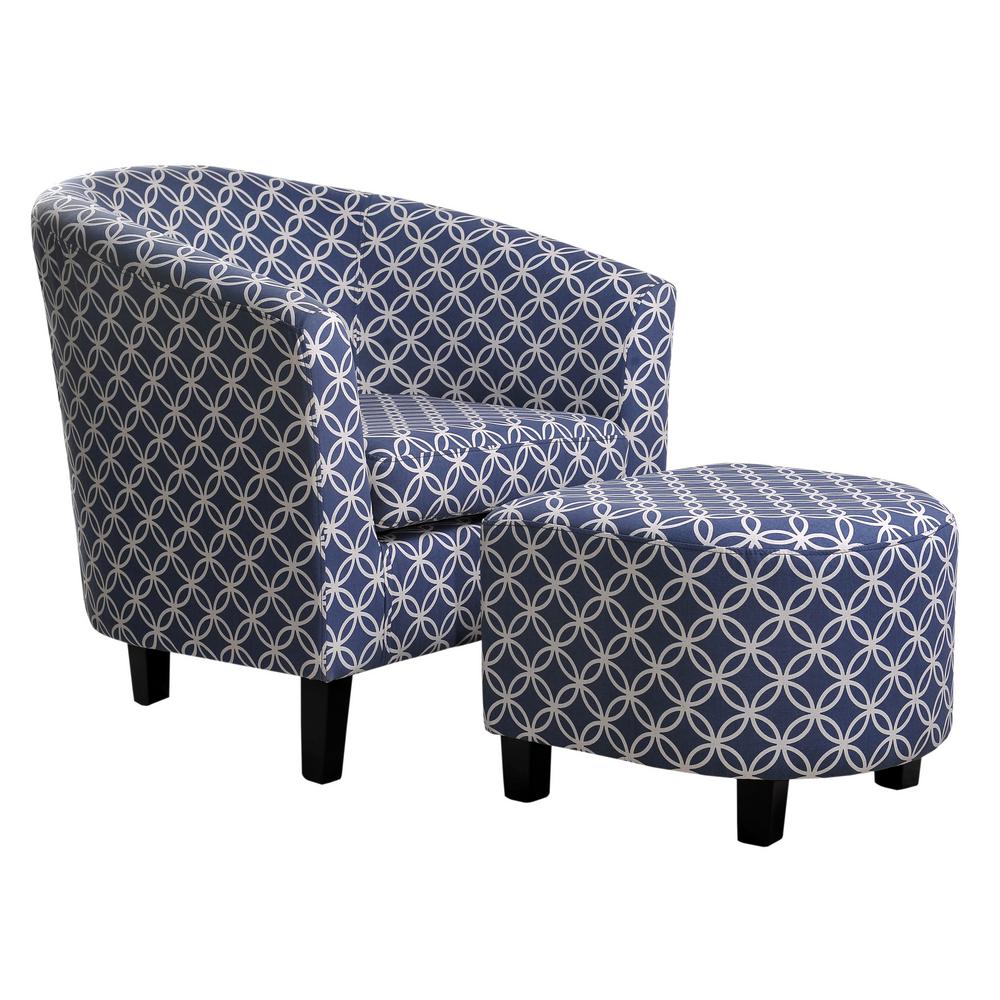 navy blue chair and ottoman