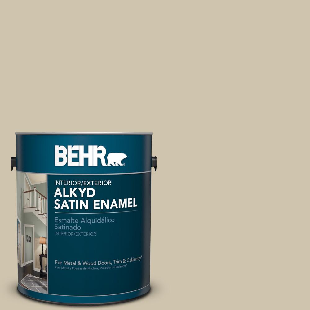 BEHR 1 gal. HDCNT18 Yuma Sand Satin Enamel Alkyd Interior/Exterior Paint790001 The Home Depot