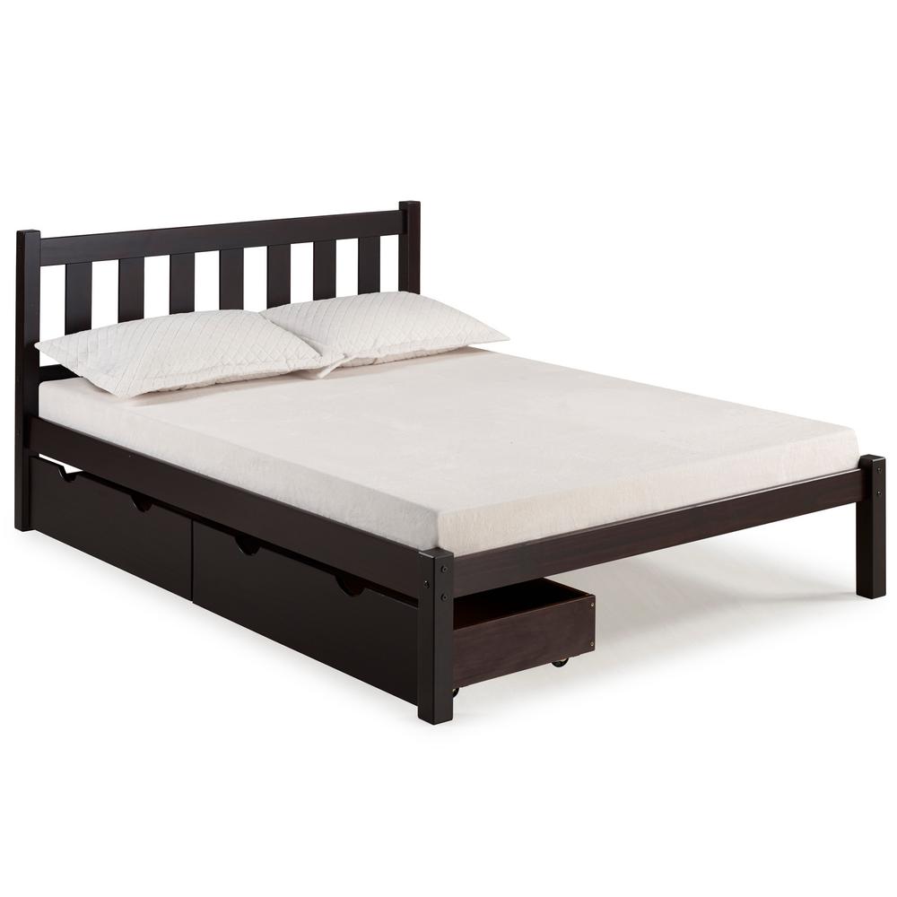 Poppy Espresso Full Bed With Storage Drawers