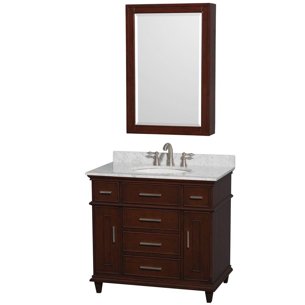 Wyndham Collection Berkeley 36 In Vanity Dark Chestnut With Wyndham Collection Berkeley 36 In Vanity Dark Chestnut With Marble Top White
