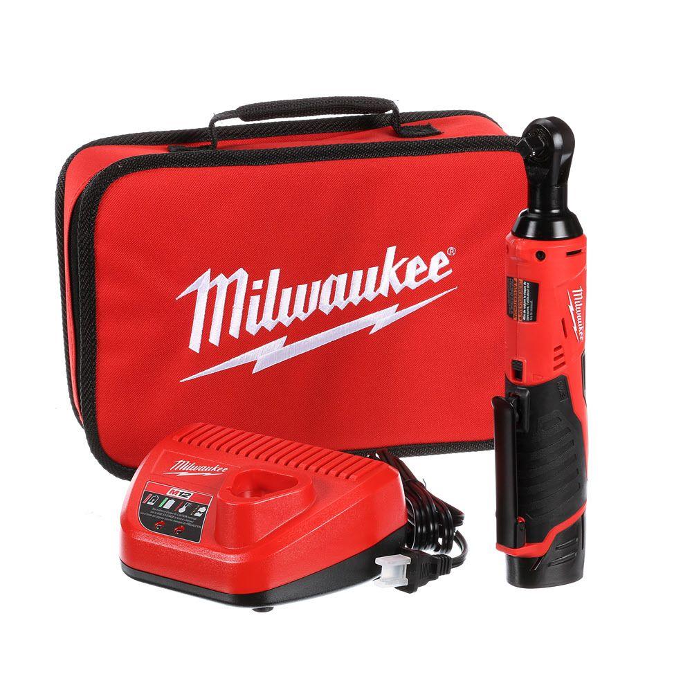 Milwaukee M12 12 Volt Lithium Ion Cordless 3 8 In Ratchet Kit With M12 12 Volt Lithium Ion Cordless 3 8 In Ratchet Kit With One 1 5 Ah Battery Charger And Tool Bag