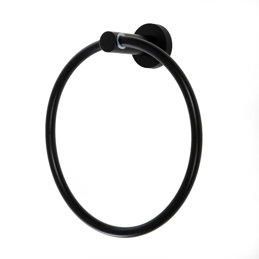 Italia Florence Wall Mounted Towel Ring in Matte BlackFL9302 The