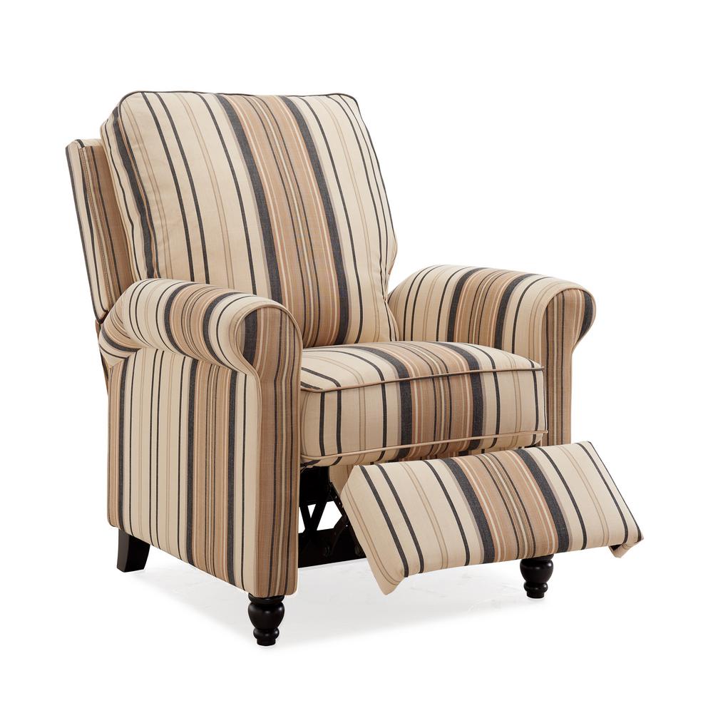 Prolounger Brown And Black Stripe Woven Fabric Push Back Recliner Prolounger Brown And Black Stripe Woven Fabric Push Back Recliner Chair