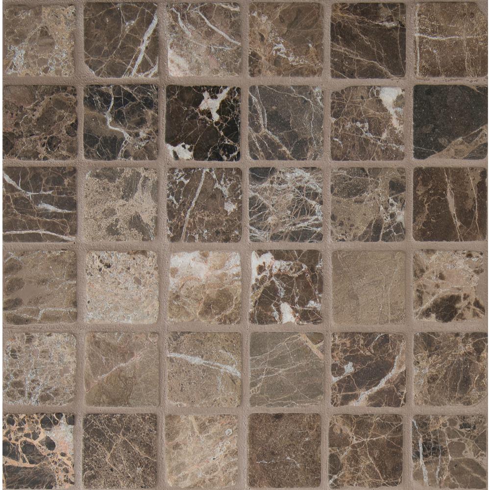 Msi Emperador Dark 12 In X 10mm Tumbled Marble Mesh Msi Emperador Dark 12 In X 10mm Tumbled Marble Mesh Mounted Mosaic Tile 10 Sq Ft Case Smot Emp 2x2 T The Home Depot