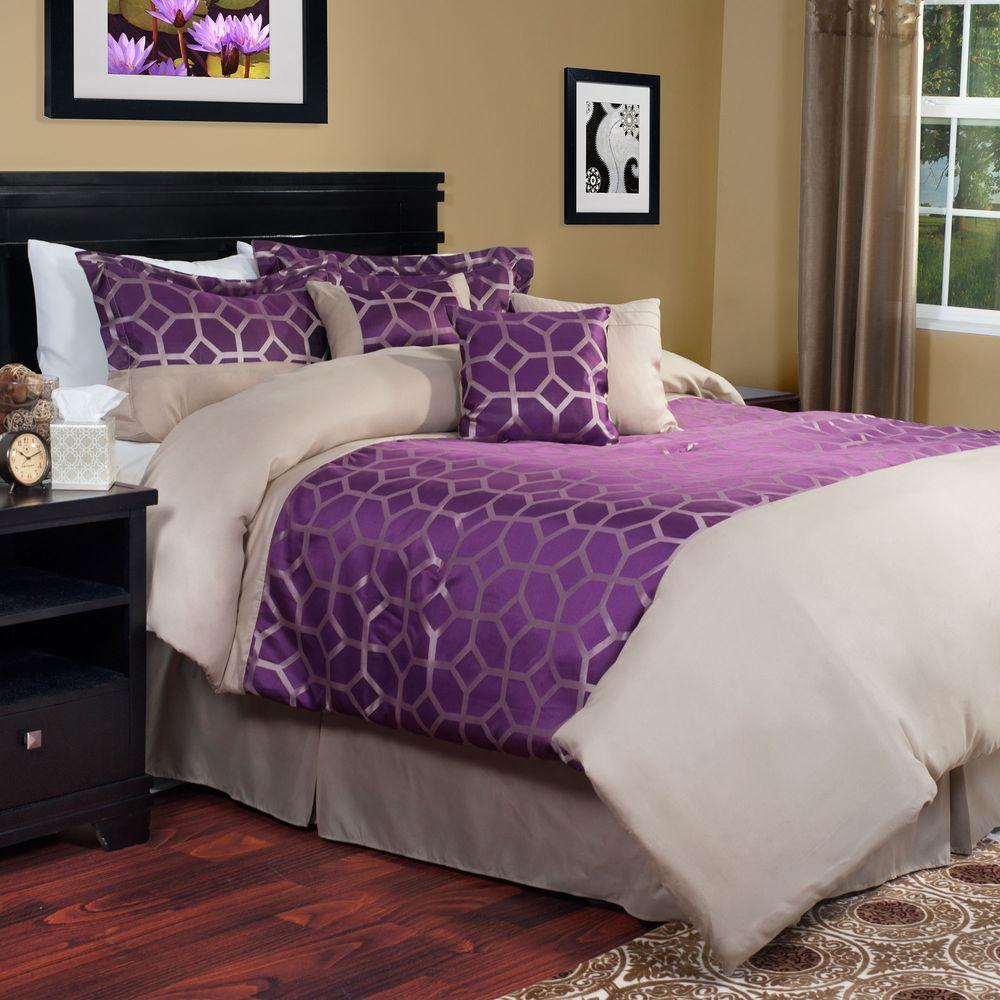 Lavish Home Aria 7 Piece Purple King Comforter Set 66 17 K The