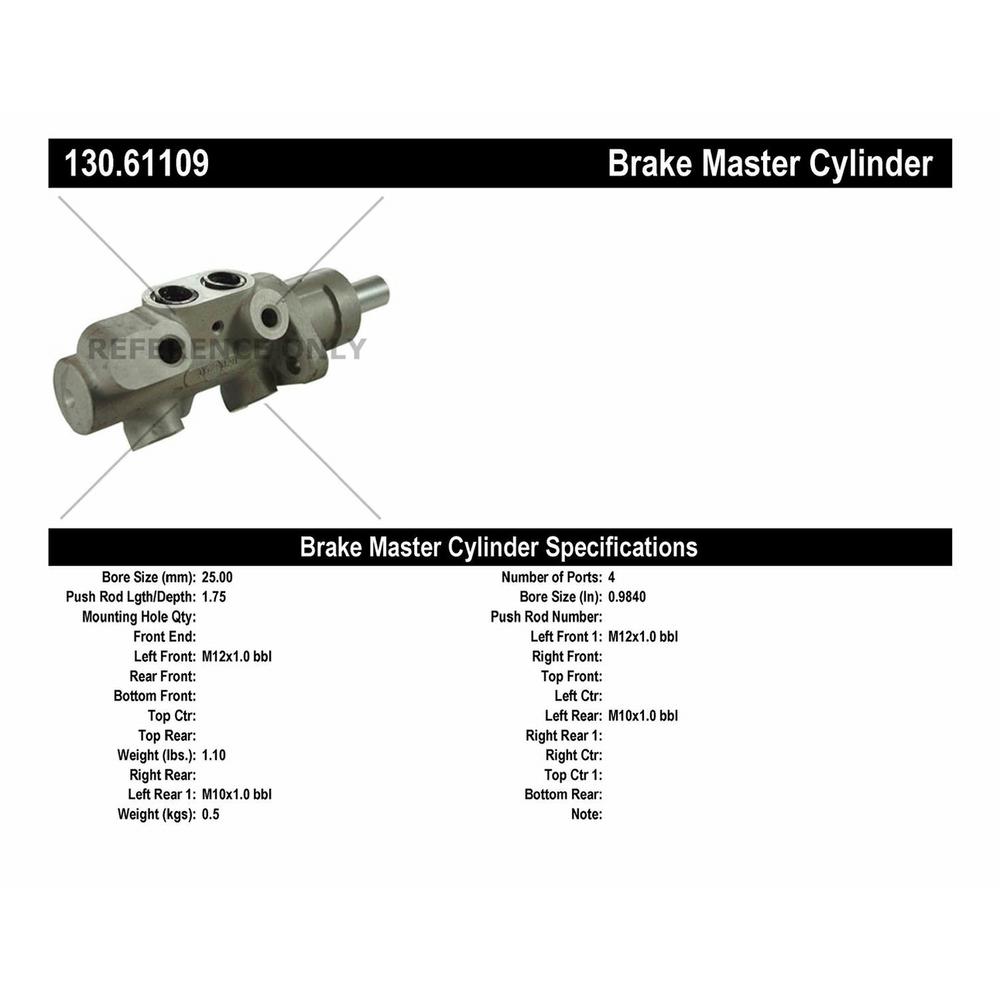 Centric Parts Brake Master Cylinder 1997 2000 Ford Contour V6 130 61109 The Home Depot