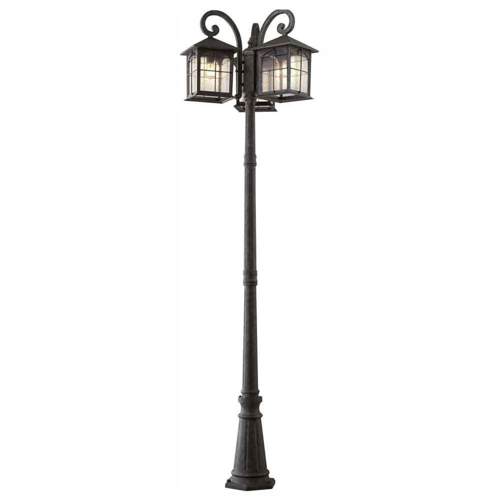 Home Decorators Collection Brimfield 3 Head Aged Iron Outdoor Post Light Hb7019a 292 The Home Depot