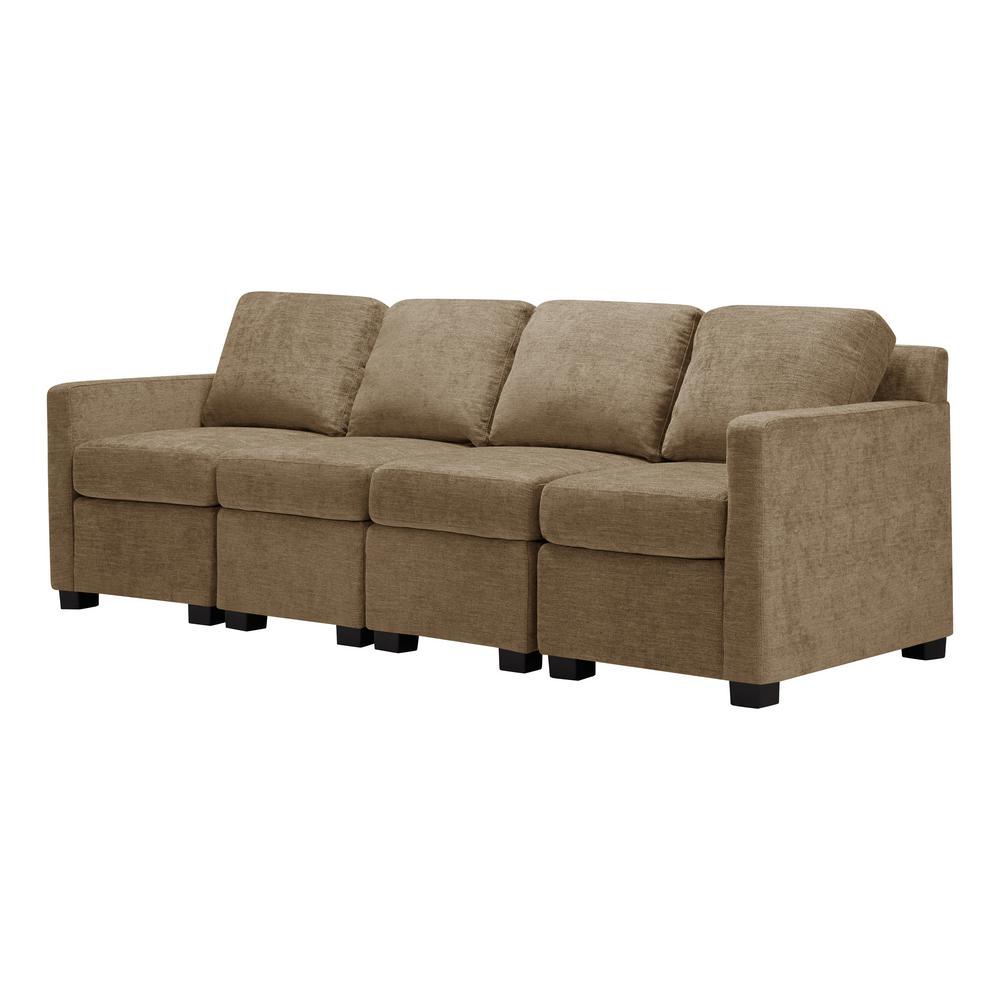 Handy Living Chi Town Modular Mocha Brown Herringbone Sofa CHTPHN85