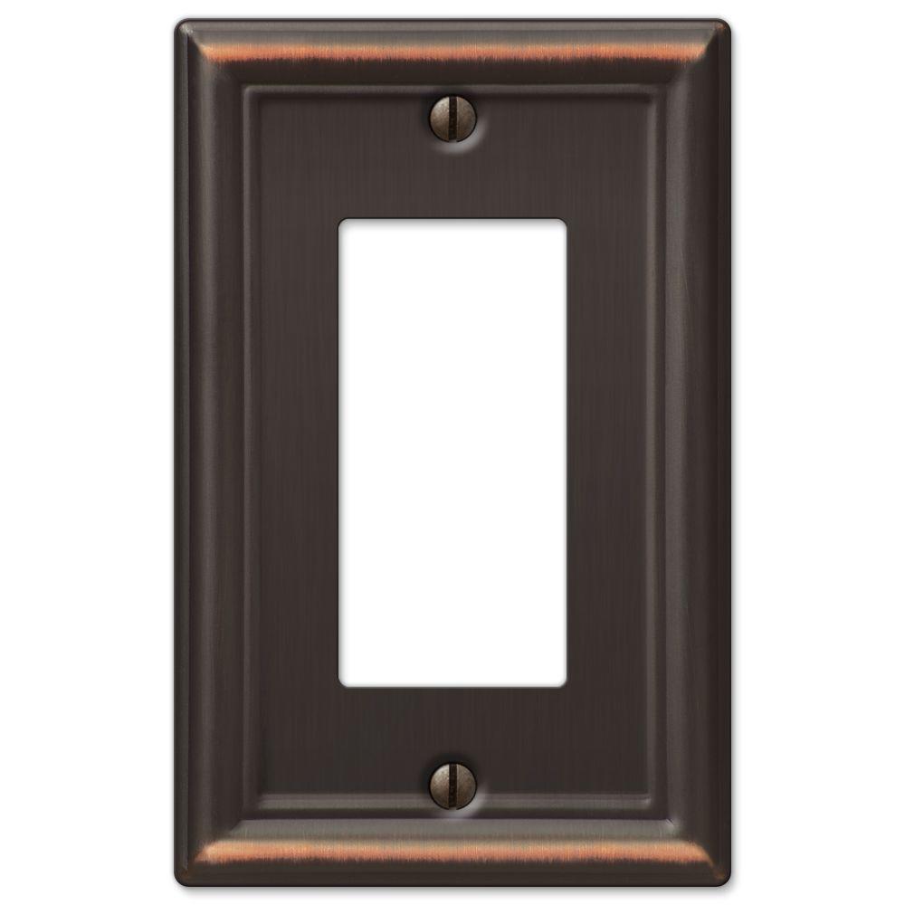 Hampton Bay Ascher 1Decora Wall Plate, OilRubbed Bronze Stamped