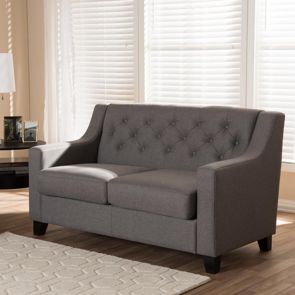 Baxton Studio Arcadia Contemporary Gray Fabric Upholstered Loveseat ...