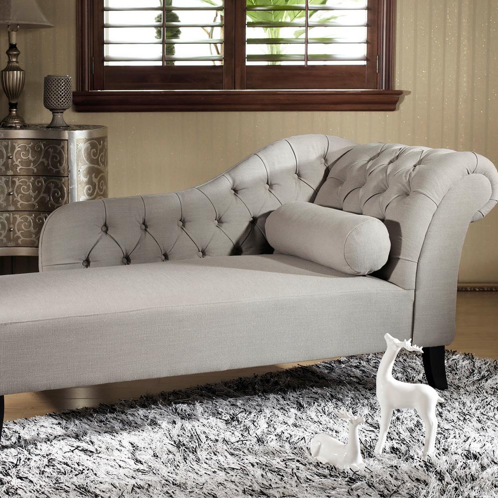 Clic Chaise Lounge Fabric Chairs Living Room Furniture Aphrodite Traditional Gray Fabric Upholstered Chaise