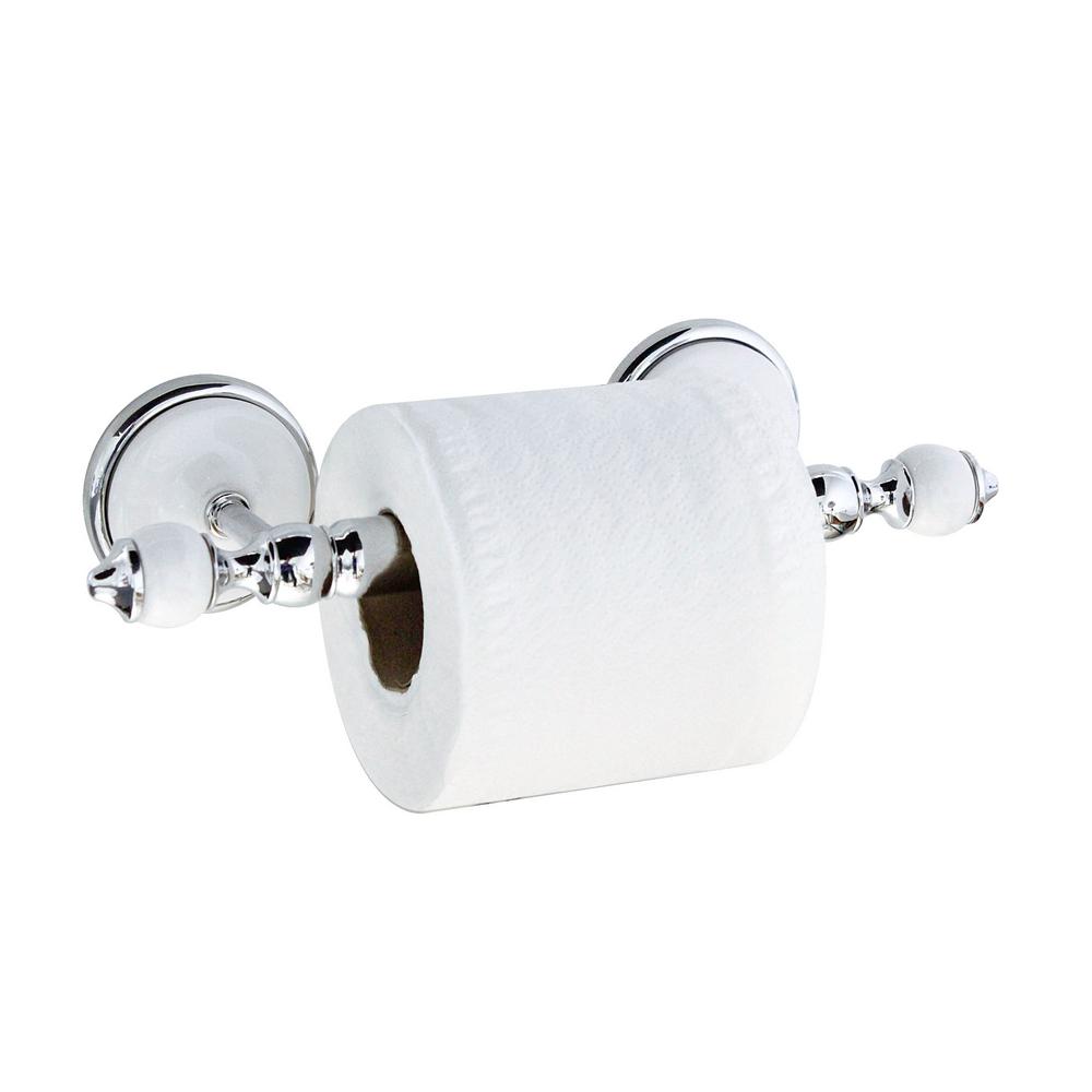 White Toilet Paper Holders Bathroom Hardware The Home Depot Arora Toilet Paper Holder With Stainless Steel Roller In White