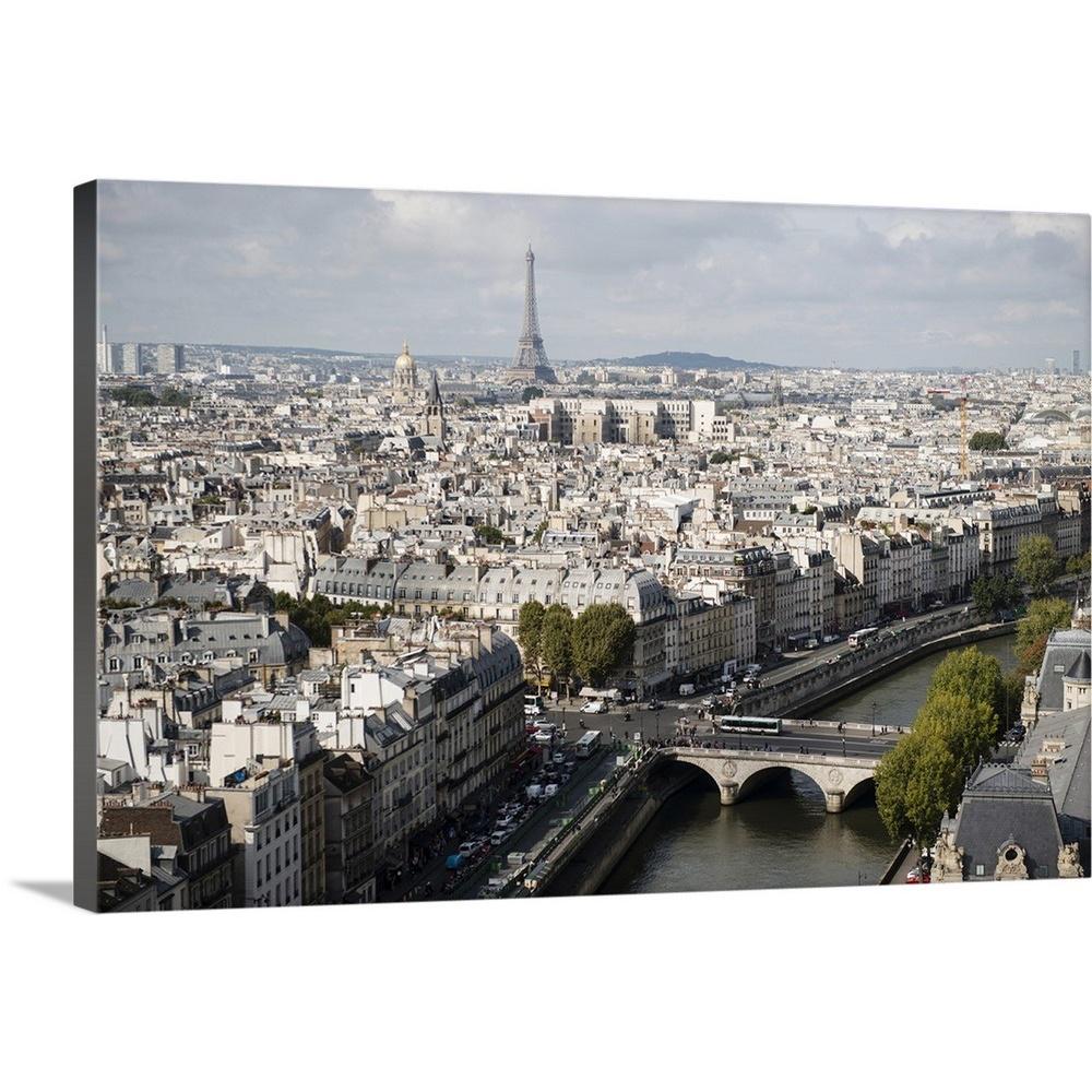 Greatbigcanvas Paris Cityscape By Circle Capture Canvas Wall Art 24 36x24 The Home Depot