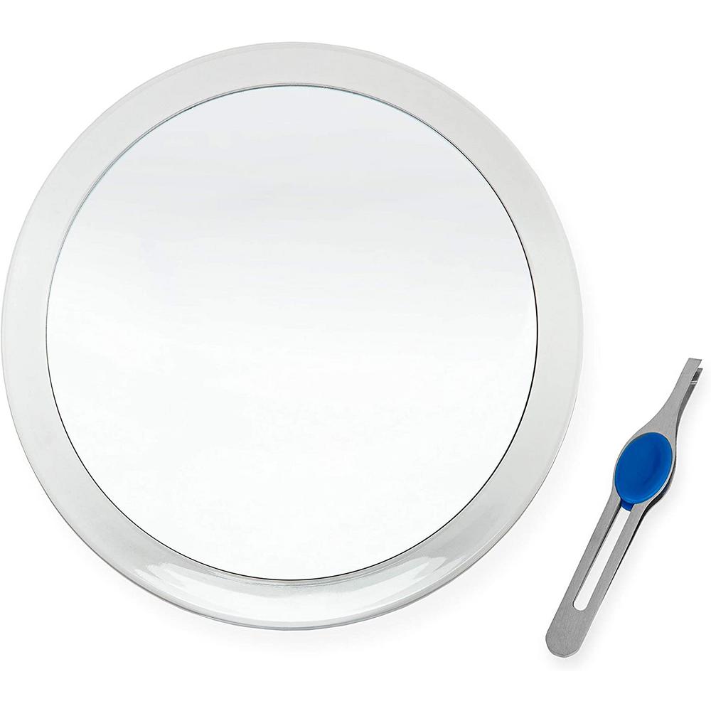 Large Suction Cup 10X Magnifying Mirror with Precision Tweezers (8