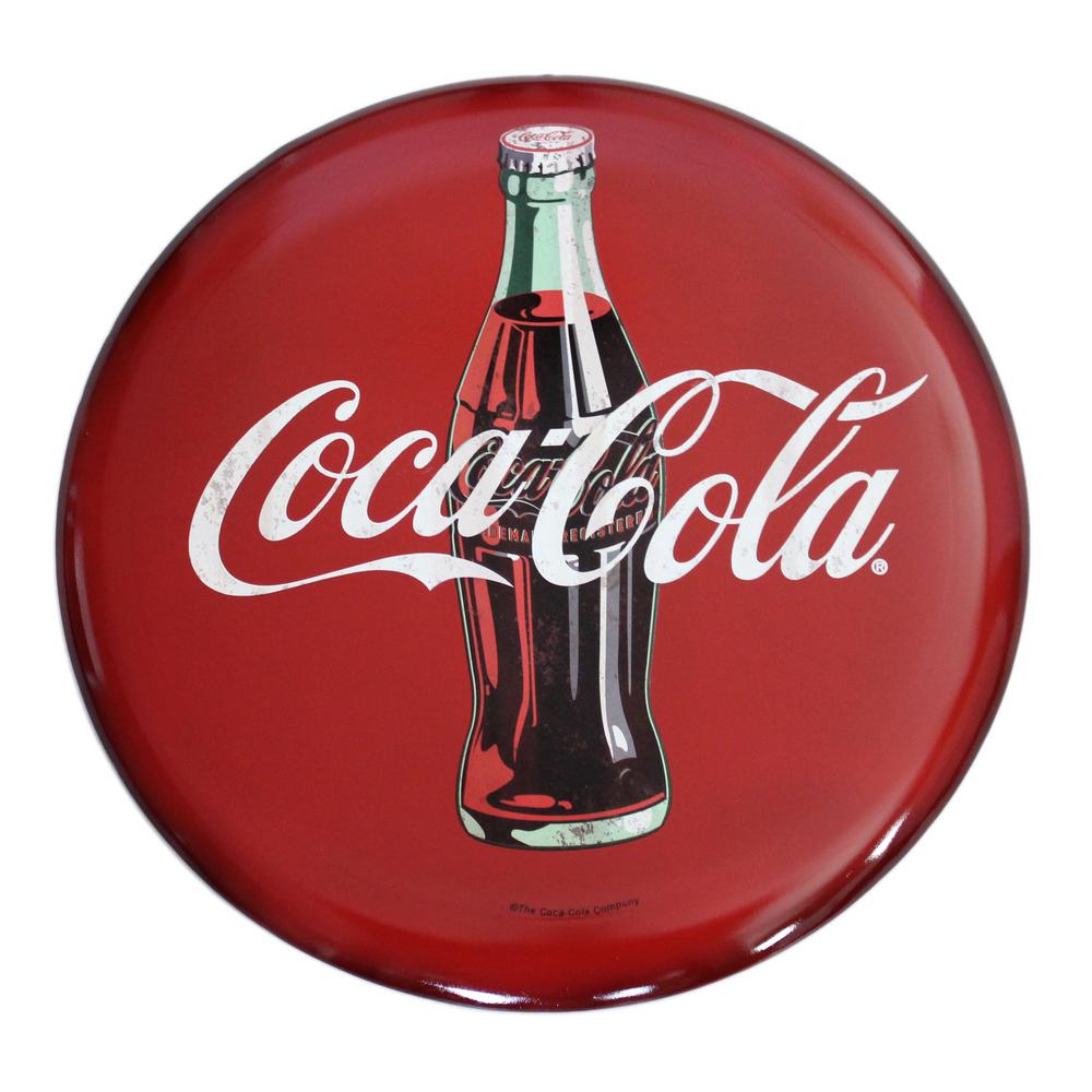 Coca Cola Sign Vintage Large Tin Round Button Retro Metal Wall Art Old ...