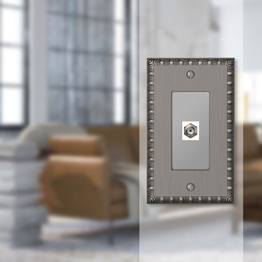 Amerelle 94CXN Continental Satin Nickel Cast 1 Coaxial Wallplate AmerTac