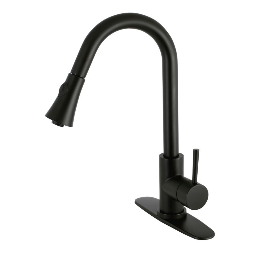 Kingston Brass Modern Single-Handle Pull-Down Sprayer Kitchen Faucet in Matte Black