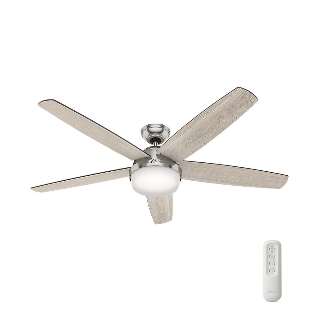 Hunter Salido 60 In Led Indoor Brushed Nickel Ceiling Fan With Hunter Salido 60 In Led Indoor Brushed Nickel Ceiling Fan With Light And Remote